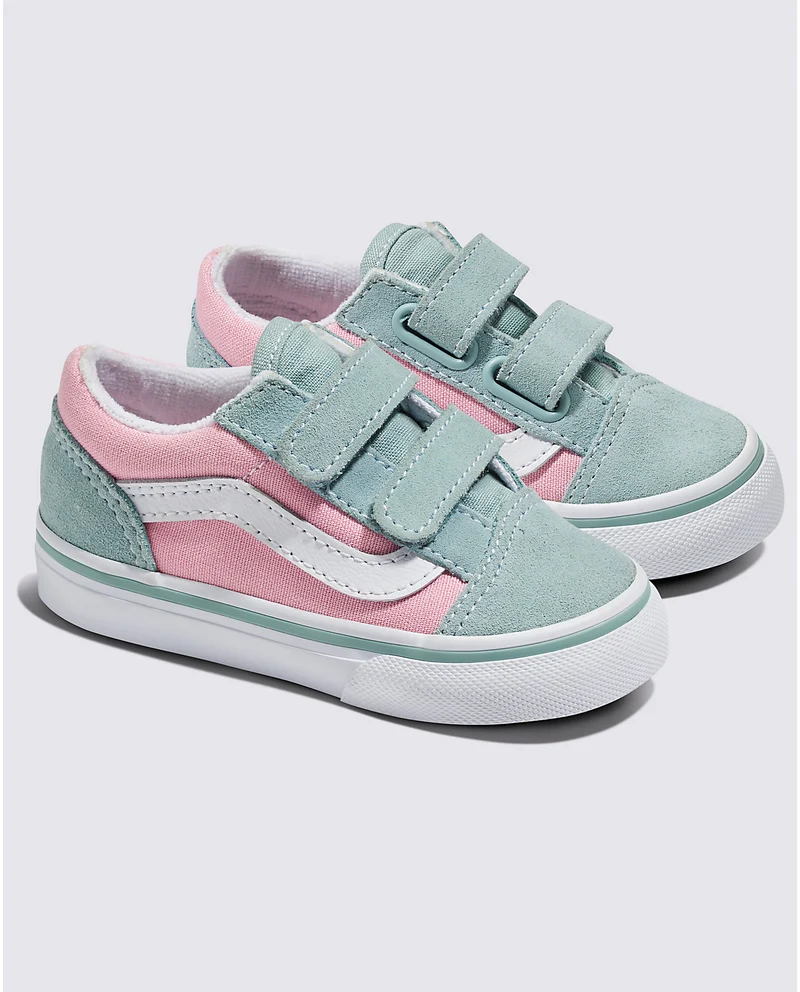 VANS Kleinkinder Old Skool V Sidewall Turnschuhe - Blaugrün / Rosa