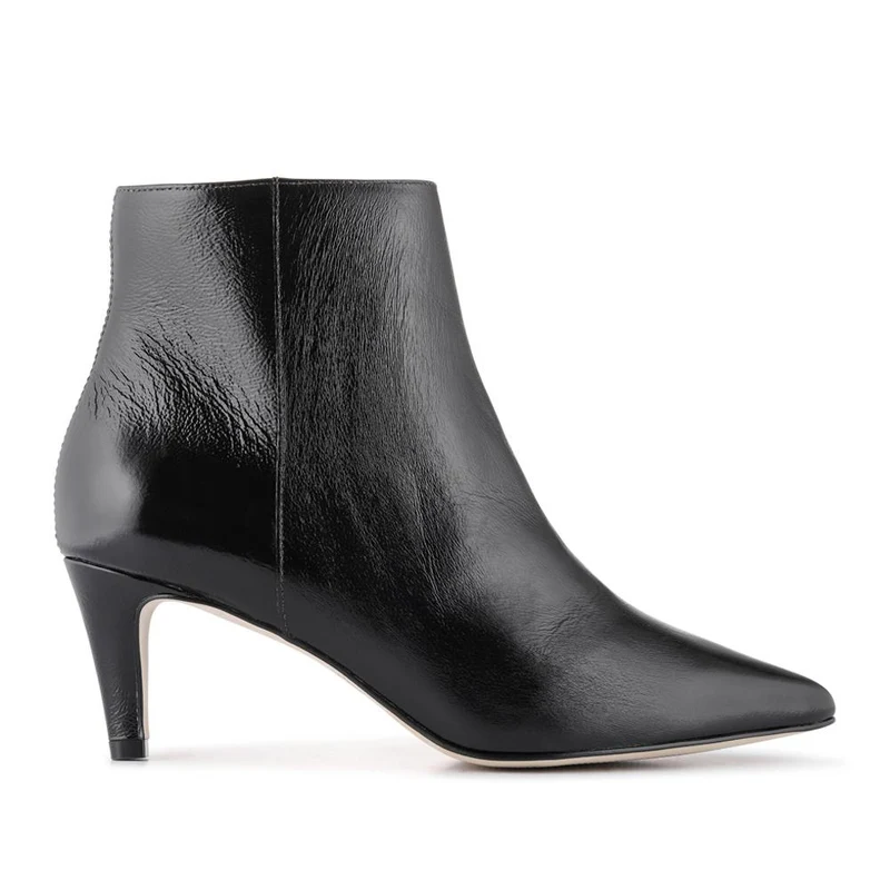 Kamryn Leather Stiletto-Heeled Ankle Boots - KAMRYN / 328 252 - Black Patent