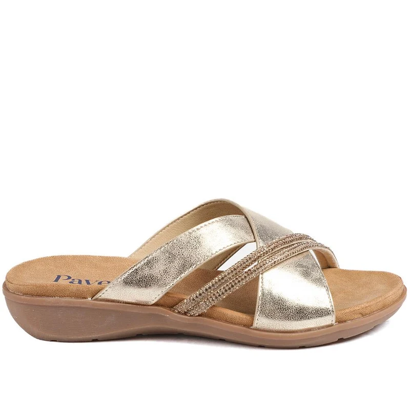 Lightweight Slip On Mule Sandals - BAIZH43010 / 329 165 - Gold