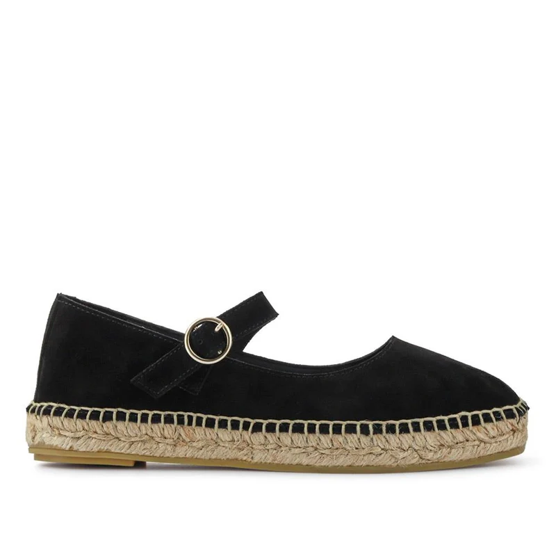 Yvonne Leather Mary Jane Espadrilles - YVONNE / 327 518 - Black