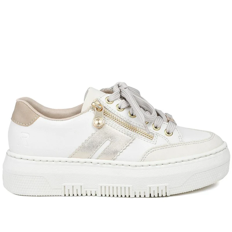 Leather Lace-Up Trainers - RKR41548 / 327 294 - Cream