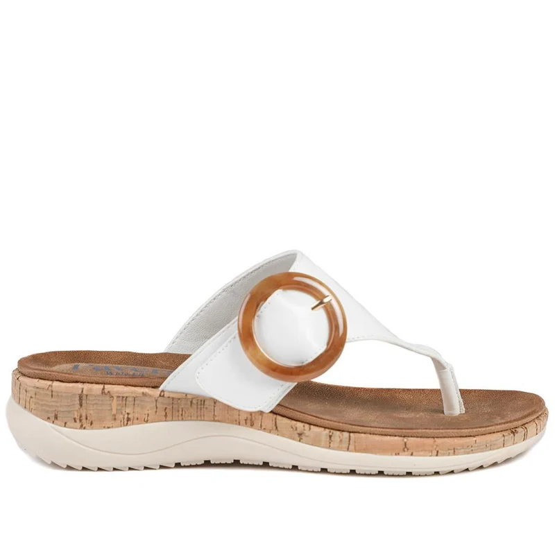 Wide Fit Comfort Toe Post Sandals - BAIZH43054 / 329 377 - White