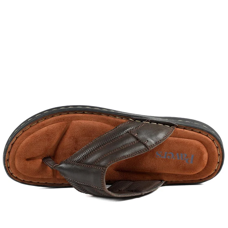 Leather Slip On Sandals - AATRA43002 / 328 935 - Dark Brown