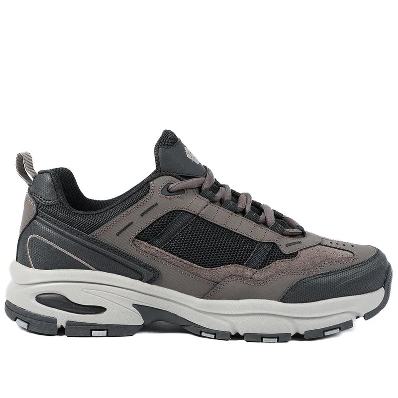 Extra Wide Leather Memory Foam Lace Up Trainers - BOJIE43019 / 329 260 - Brown