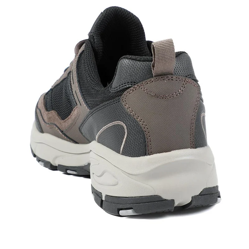Extra Wide Leather Memory Foam Lace Up Trainers - BOJIE43019 / 329 260 - Brown