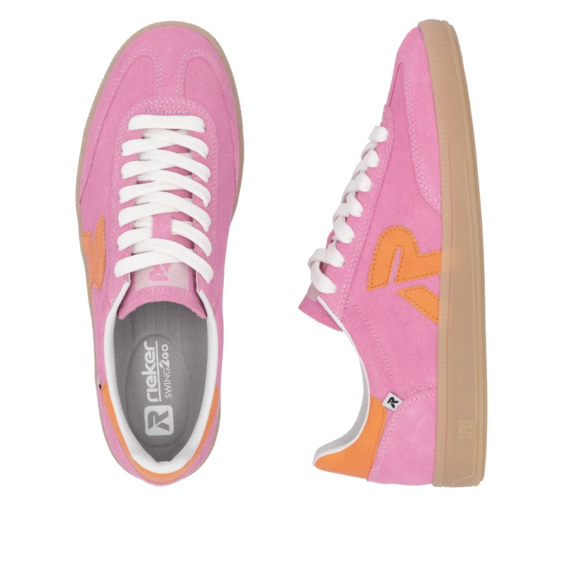 Rieker Modische Wildleder-Sneakers für Damen - Rosa