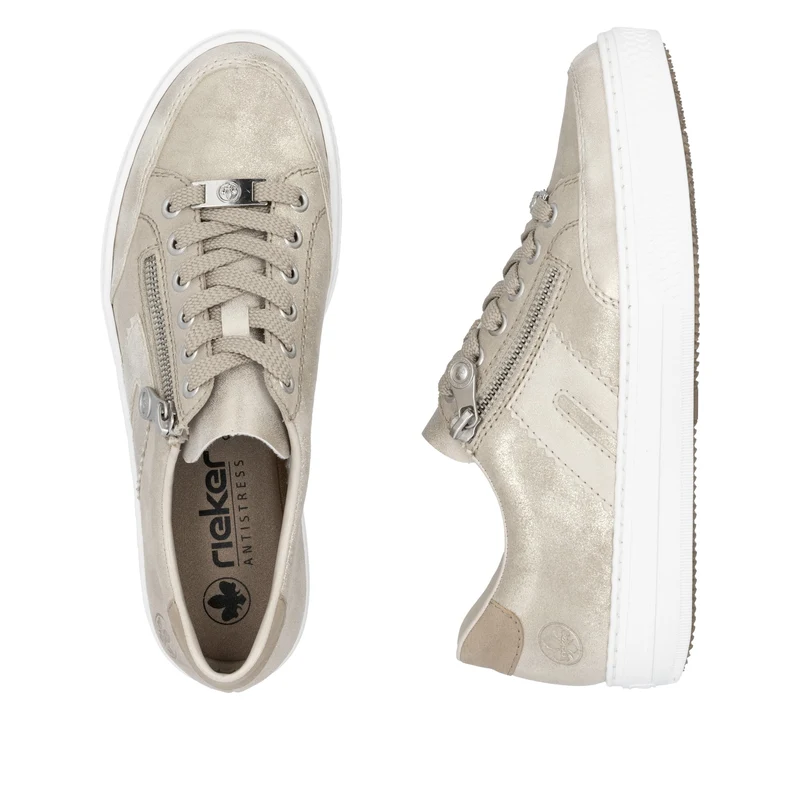 Rieker Damenmode-Ledersneaker – Metallic