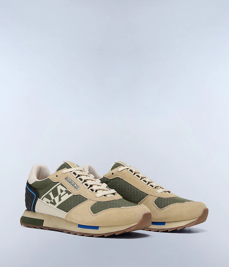 Napapijiri Herren Virtus Wildleder Turnschuhe - Beige / Grün