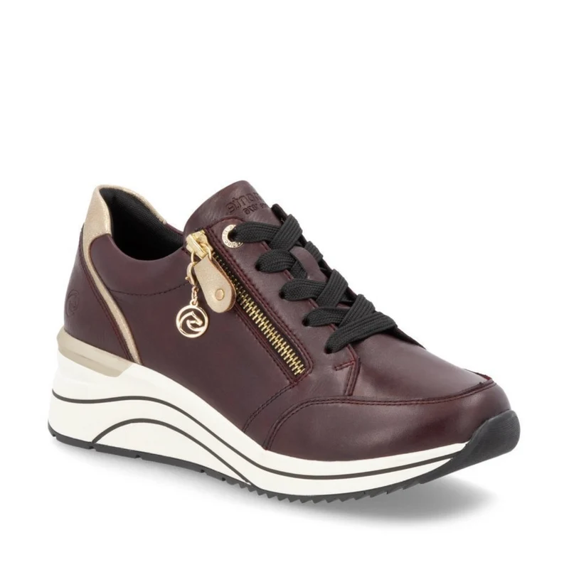 Remonte Extra breite Leder-Sneakers für Damen - Kastanienbraun