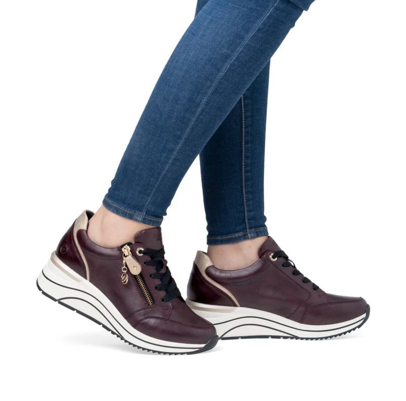 Remonte Extra breite Leder-Sneakers für Damen - Kastanienbraun