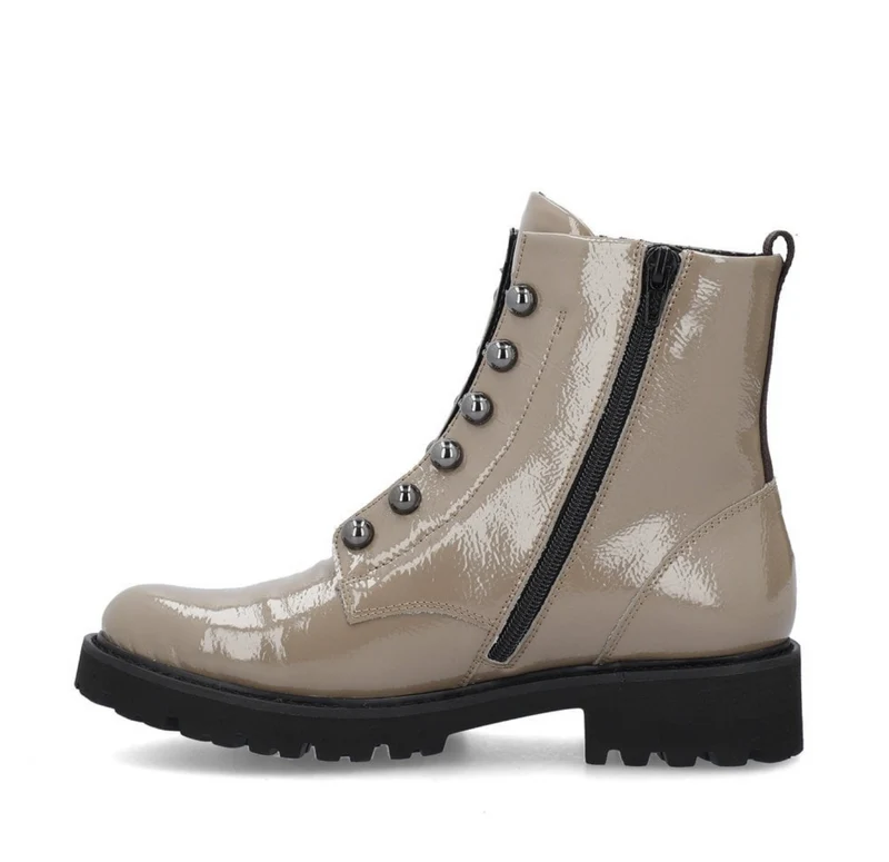 Remonte Damen-Stiefelette aus Lackleder mit Fleecefutter - Beige
