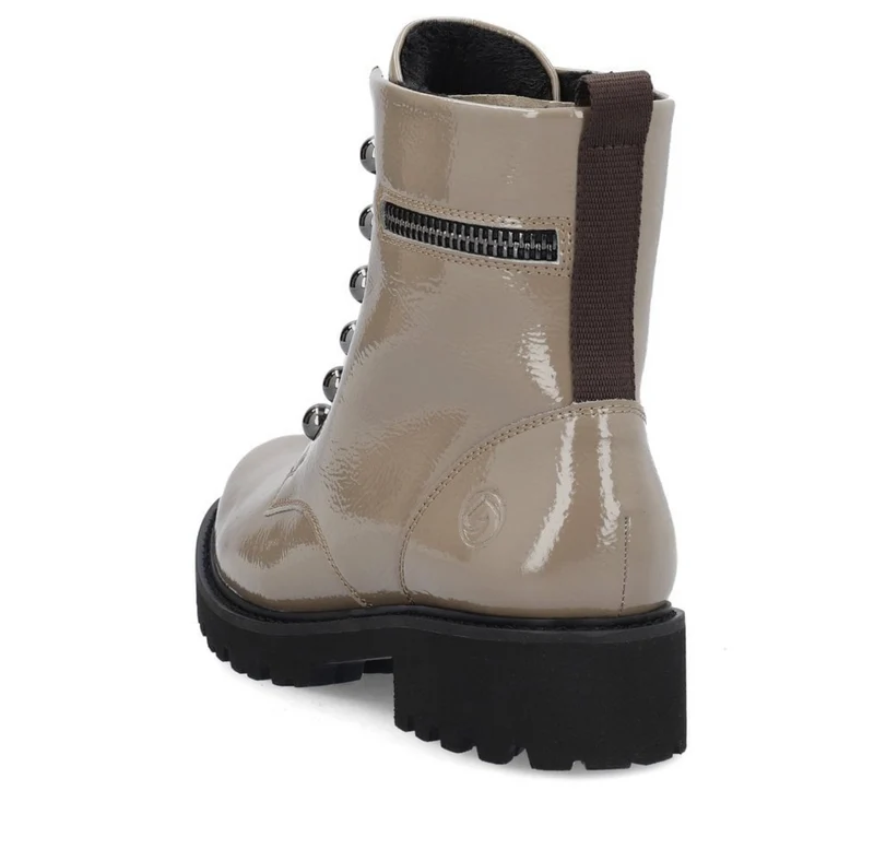 Remonte Damen-Stiefelette aus Lackleder mit Fleecefutter - Beige