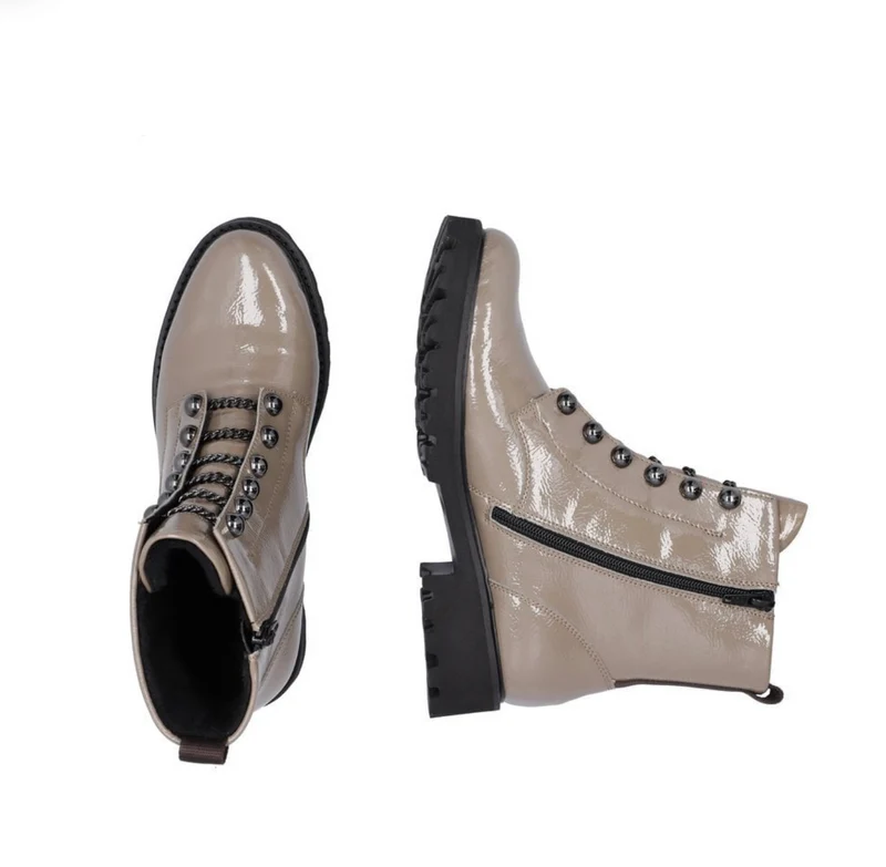 Remonte Damen-Stiefelette aus Lackleder mit Fleecefutter - Beige