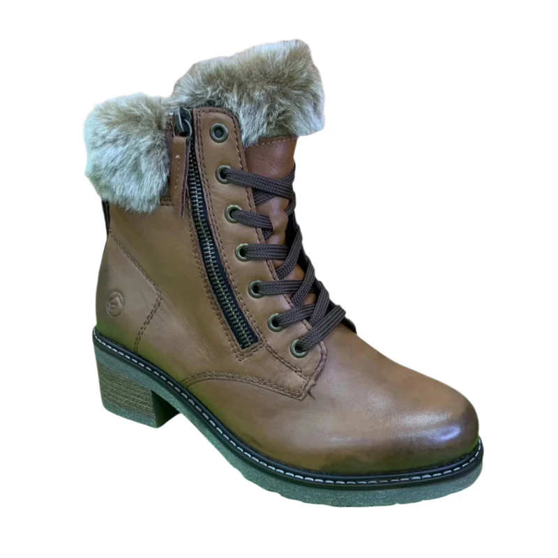Remonte Damen-Stiefelette aus Leder mit Lammwollefutter - Braun