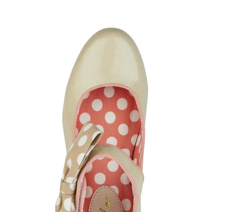 Ruby Shoo – Trixie mit cremefarbenen Punkten – Schuh mit mittelhohem Absatz und Knöchelriemen