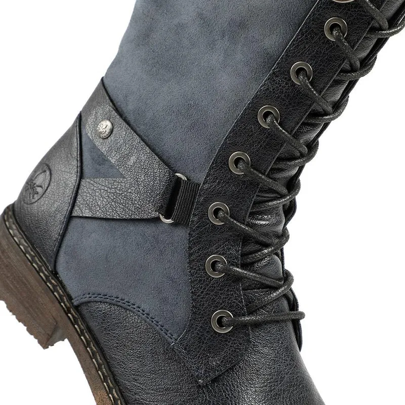 Rieker Lace & Zip Long Boots - RKR42547 / 328 187 - Blue