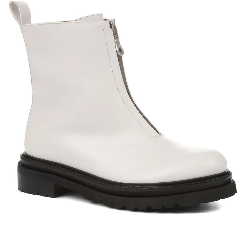 Lanie Zip Up Chunky Boots - LANIE / 322 352 - White