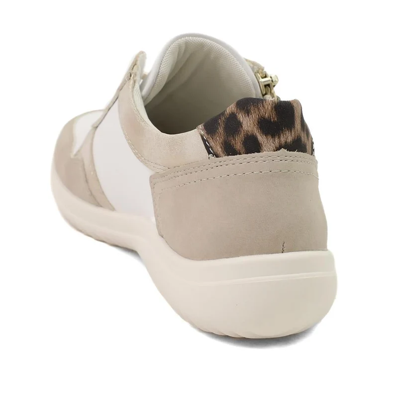 Remonte Shower Resistant Leather Zipped Trainers - DRS43509 / 328 689 - Beige Multi