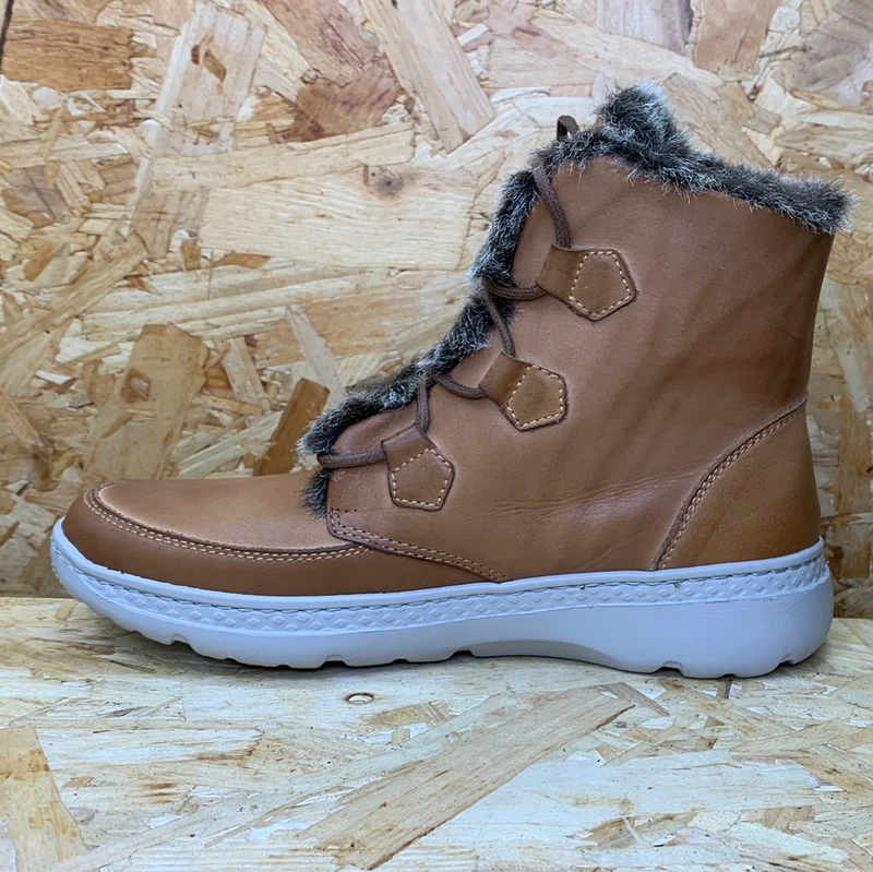 On Foot Damen-Stiefelette aus gefüttertem Leder – Hellbraun