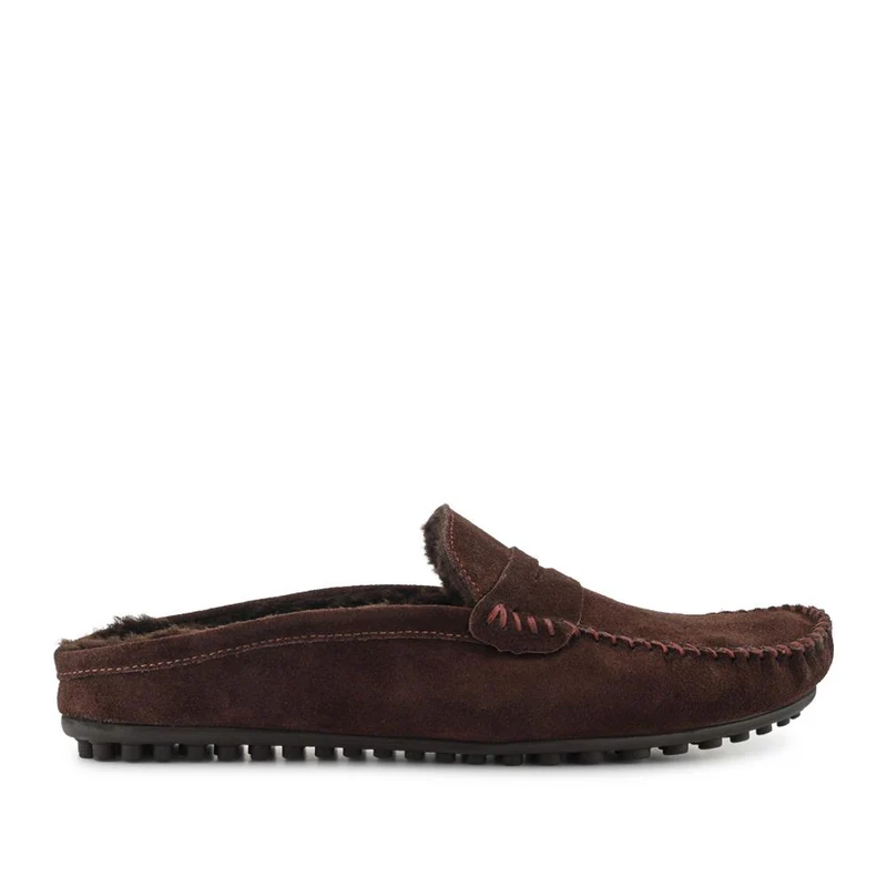 Zap Leather Mule Slippers - ZAP / 328 013 - Dark Brown Suede