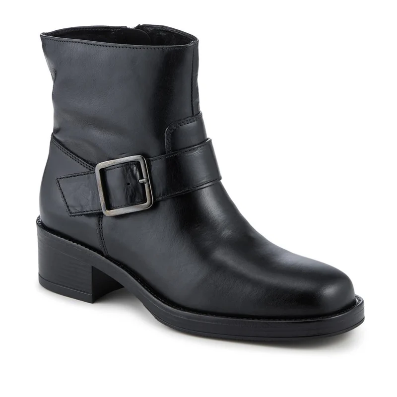 Madonna Chunky Leather Ankle Boots - MADONNA / 327 777 - Black