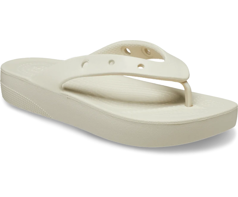 Crocs Klassischer Unisex-Plateau-Flip-Flop – Knochen