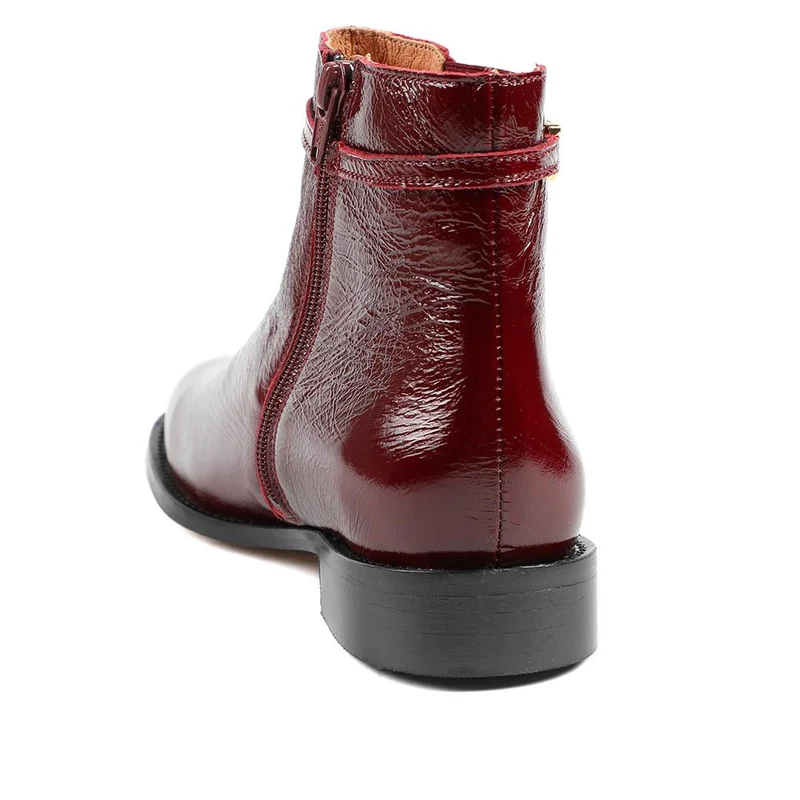 Madina Leather Elasticated Ankle Boots - MADINA / 328 557 - Burgundy Patent