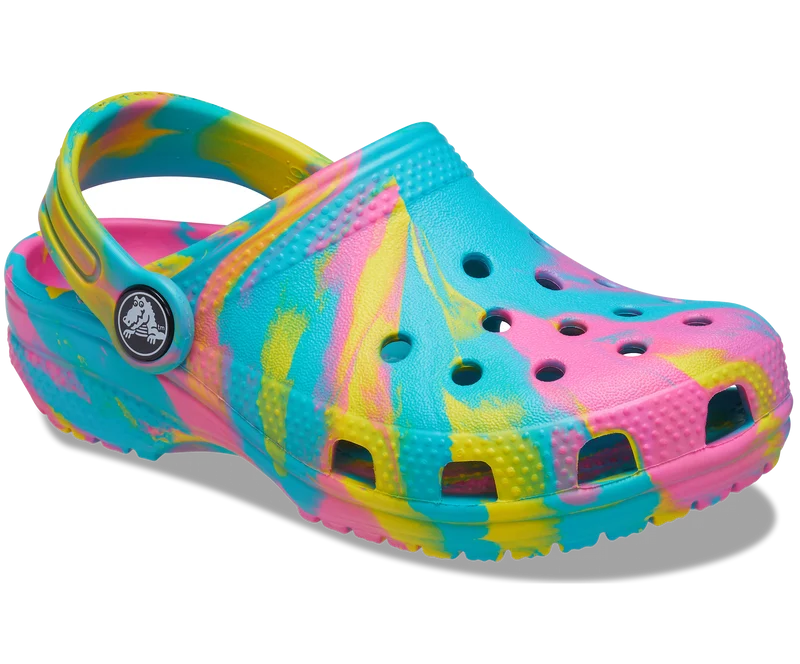 Crocs Klassischer marmorierter Kinder-Clog – Digital Aqua