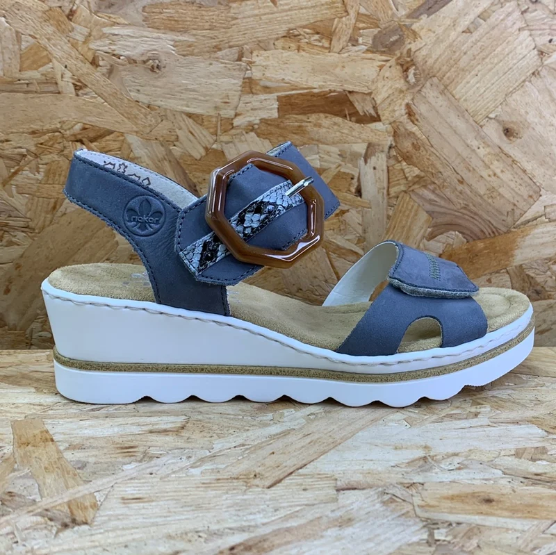 Rieker Modische Sandalen mit Keilabsatz für Damen - Jeans
