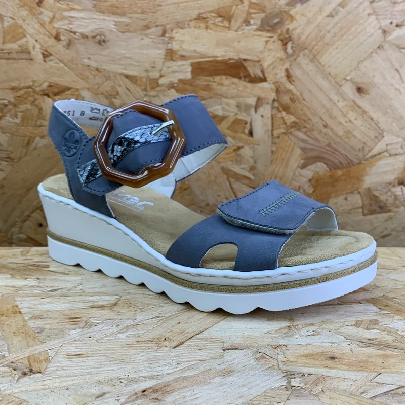 Rieker Modische Sandalen mit Keilabsatz für Damen - Jeans