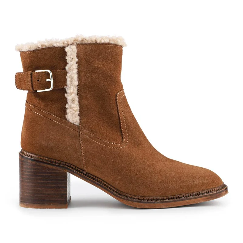 Mavis Leather Buckled Ankle Boots - MAVIS / 327 862 - Tan Suede