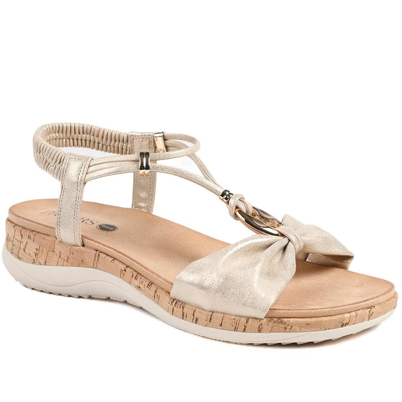 Wide Fit Wedge Heel Elasticated Sandals - BAIZH43038 / 329 161