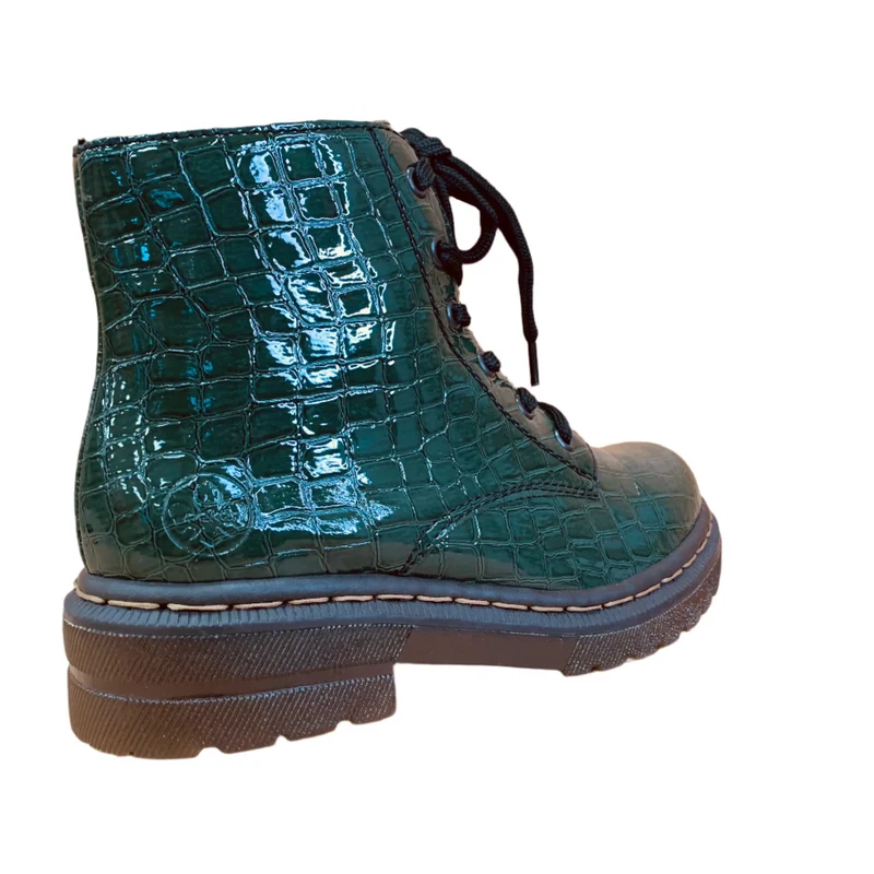 Rieker Damen-Stiefelette aus Lackleder mit Fleecefutter - Grün