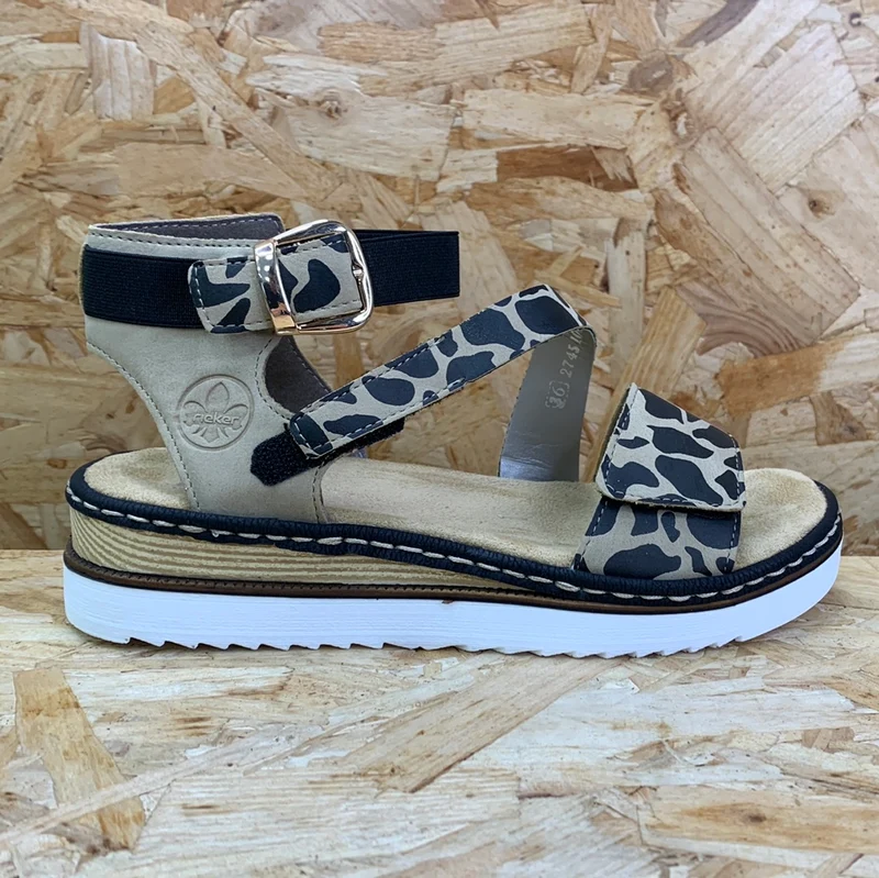 Rieker Damenmode-Sandale – Giraffen-Print