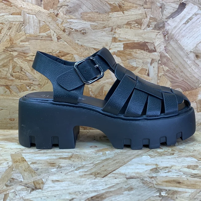 Una Healy Mode-Plateau-Sandale für Damen – Schwarz
