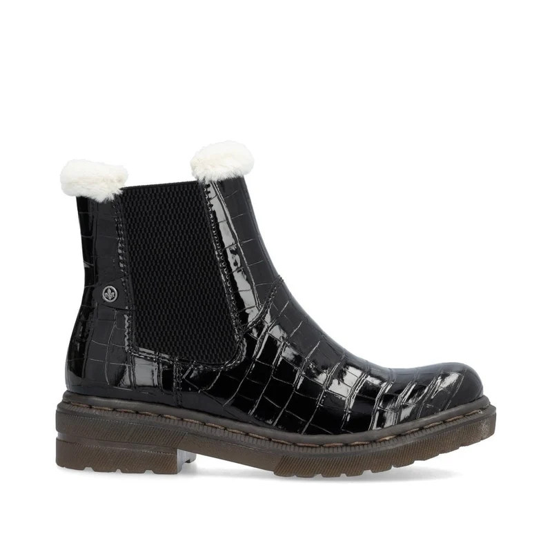 Rieker Modische Stiefelette für Damen mit Fleecefutter - Schwarz