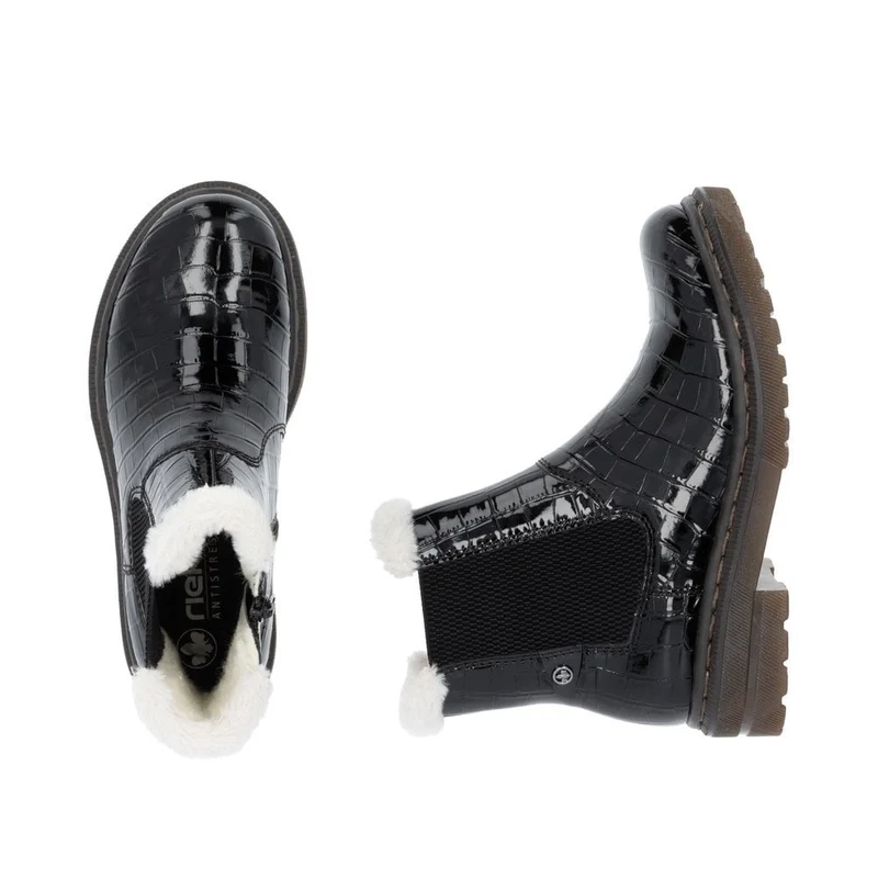 Rieker Modische Stiefelette für Damen mit Fleecefutter - Schwarz