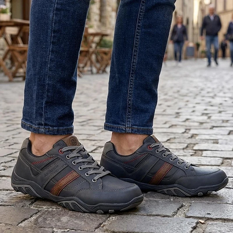 Wide Fit Cushioned Rugged Lace Up Shoes - VSHI43007 / 329 039 - Navy