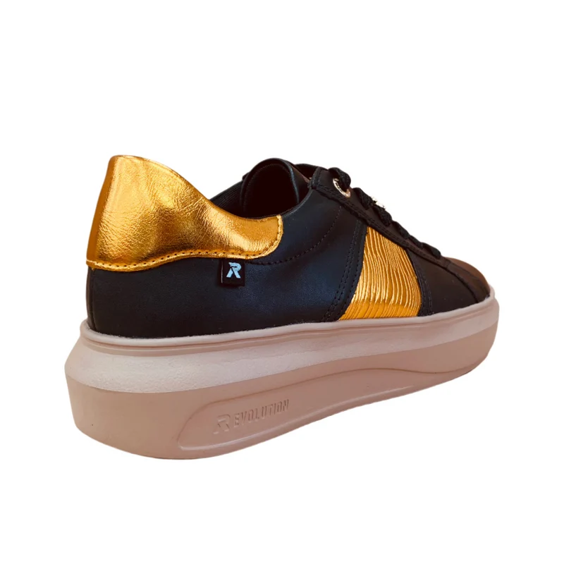 Rieker Damen-Sneakers „Evolution“ aus Leder – Schwarz und Gold