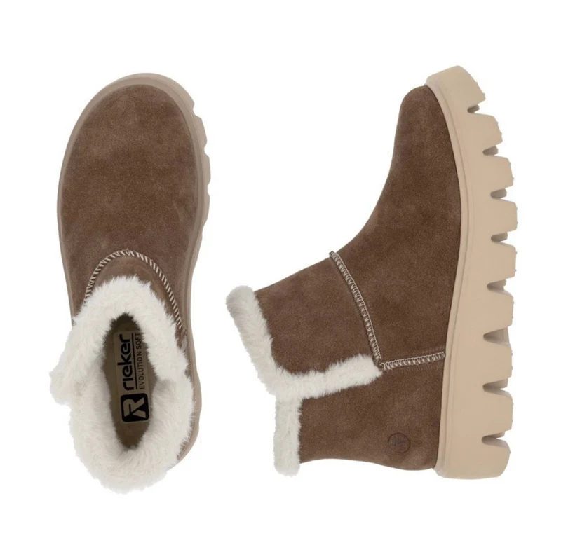 Rieker Damen-Stiefelette mit Lammfellfutter - Braun