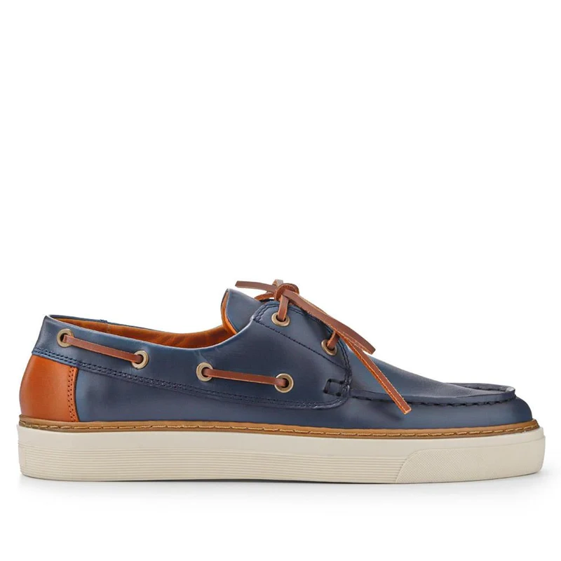 Rhodes Leather Boat Shoes - RHODES / 327 429 - Navy