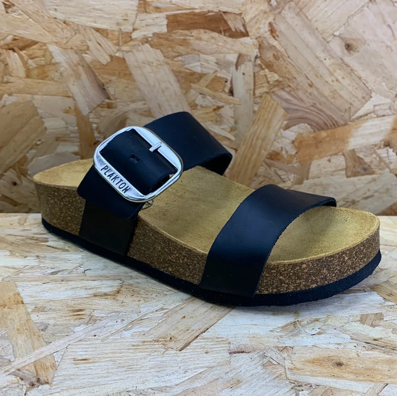 Plakton Damen-Sandale „Alicante Mid Apure“ aus Leder – Schwarz