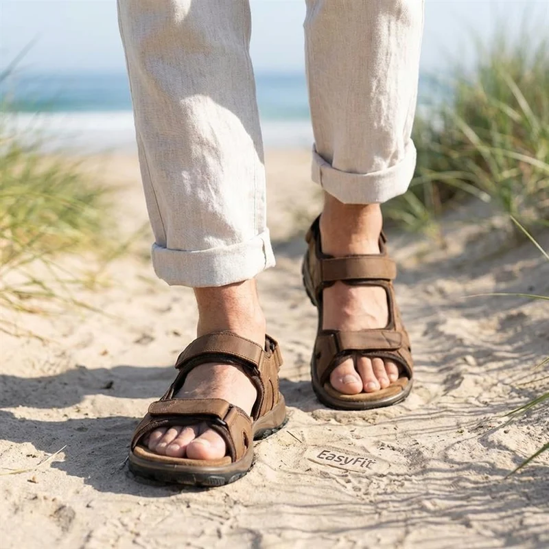 EasyFit Marius Extra Wide Leather Sandals - MARIUS / 329 049 - Brown
