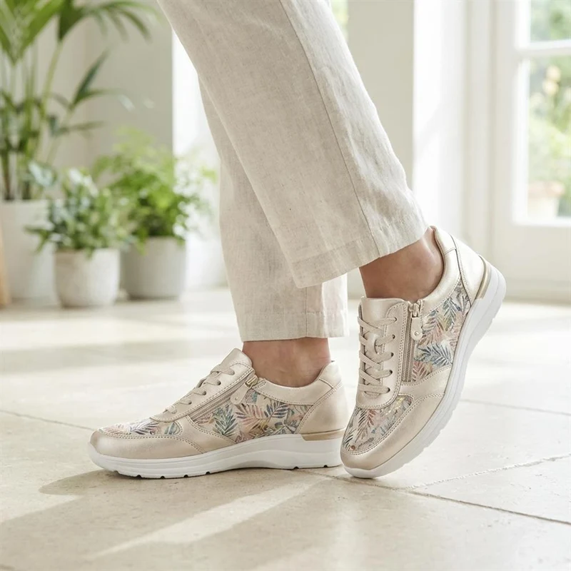 Zip & Lace Trainers With Metallic Accent - WOIL42013 / 327 897 - Gold Multi