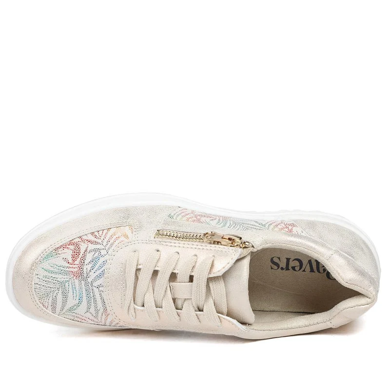 Zip & Lace Trainers With Metallic Accent - WOIL42013 / 327 897 - Gold Multi