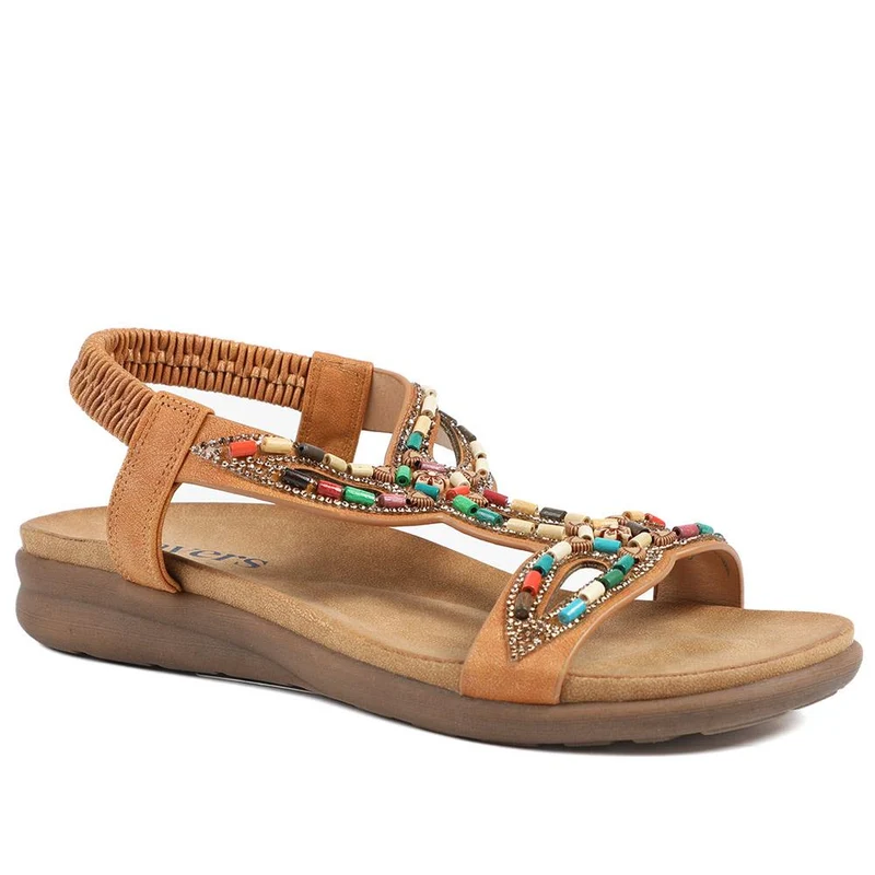 Elasticated Embellished Slingback Sandals - BAIZH43002 / 328 880