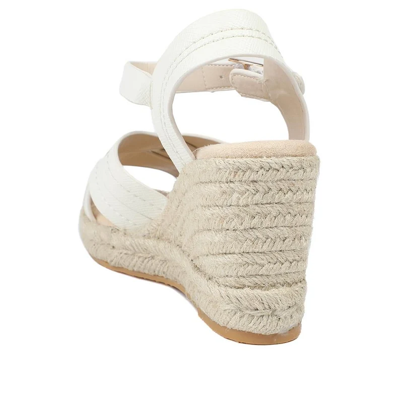 Bellissimo Memory Foam Wedged Espadrilles - BELWBINS43081 / 329 351 - White