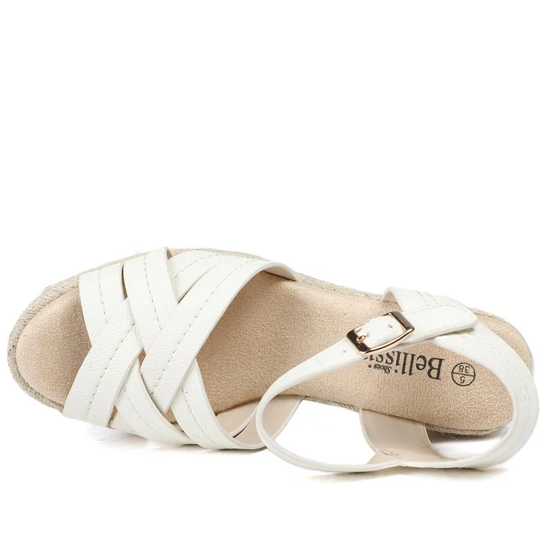 Bellissimo Memory Foam Wedged Espadrilles - BELWBINS43081 / 329 351 - White