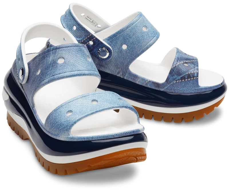 Crocs Unisex Mega Crush Denim Sandale - Weiß