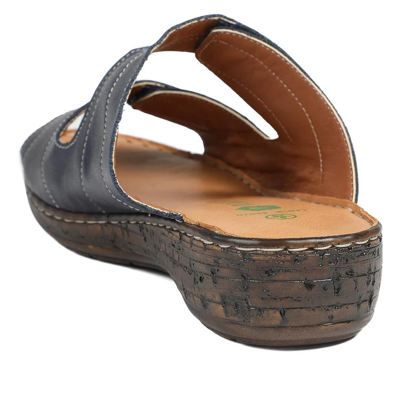 Wide Fit Leather Adjustable Fastening Sandals - LUCK43010 / 329 155 - Navy